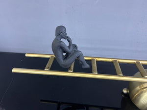 Magnetic Modern Art Thinking Men on Gold Ladder Ornament