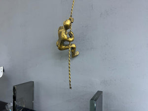 90cm Unique Modern Art Cast Iron Man Climbing on Rope Ornament - Gold