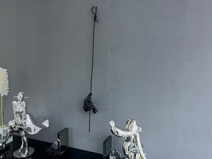 90cm Unique Modern Art Cast Iron Man Climbing on Rope Ornament - Black