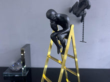 Load image into Gallery viewer, Magnetic Thinking Man on Gold Ladder Ornament