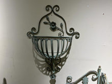 Load image into Gallery viewer, Iron Ornate Wall Hanging Planter with Flower Detailing