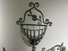 Load image into Gallery viewer, Iron Ornate Wall Hanging Planter with Flower Detailing