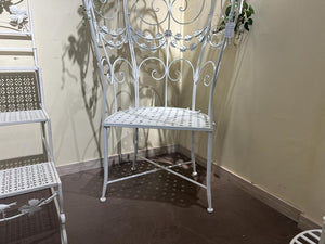 Iron Ornate Round Garden Chair in White