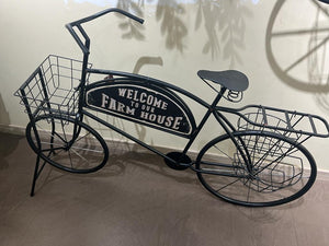 Iron Ornate 'Welcome to the Farm' Bicycle Planter