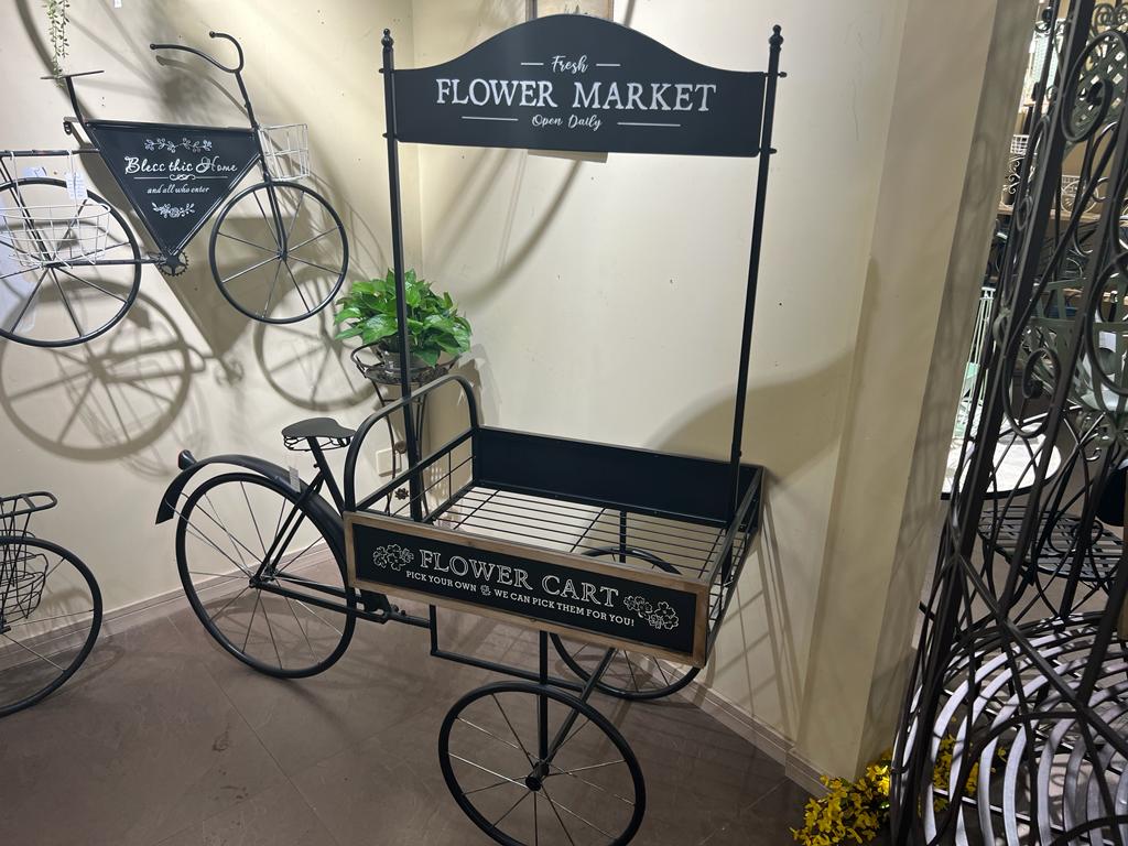 Iron Ornate 'Flower Market' Cart Bicycle Planter (PRE ORDER NOW BACK IN STOCK IN 2 WEEKS!)