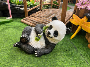 Large Happy Laying Panda Statue