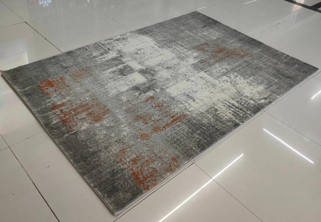 Huge 2.3m Abstract Grey and Copper Patterned Rug