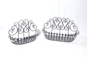 Decorative Two Piece Heavy Iron Ornate Wall Hanging Planters