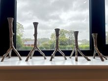 Load image into Gallery viewer, 5 Pc Nickel Candle Stick Set