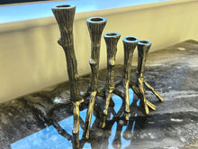 Load image into Gallery viewer, 5 Pc Nickel Candle Stick Set