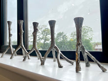 Load image into Gallery viewer, 5 Pc Nickel Candle Stick Set