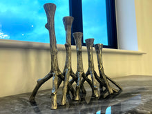 Load image into Gallery viewer, 5 Pc Nickel Candle Stick Set