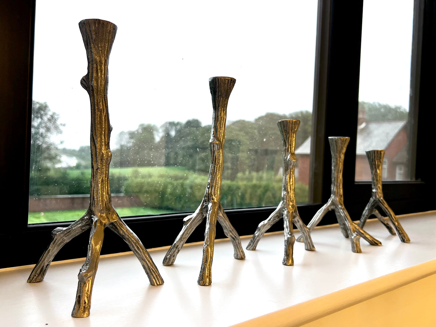 5 Pc Nickel Candle Stick Set