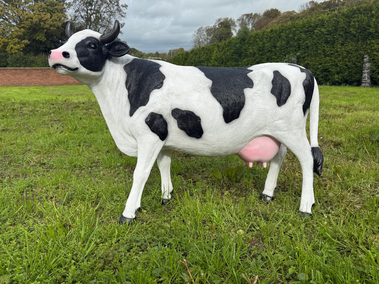Huge Standing Black and White Cow Statue