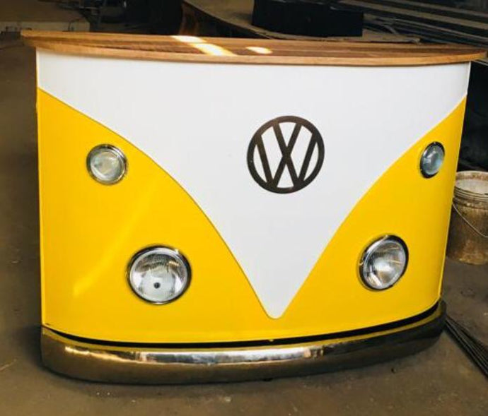 Brand New Rustic Vintage Metal VW Home Bar in Yellow