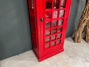 Tall Vibrant Red Iconic Telephone Booth Mini Bar & Cabinet