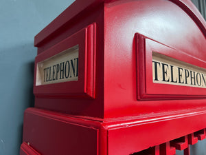 Tall Vibrant Red Iconic Telephone Booth Mini Bar & Cabinet