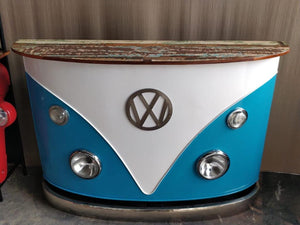 Brand New Rustic Vintage Metal VW Home Bar in Blue