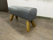 Load image into Gallery viewer, Large Grey Leather Pommel Horse/Bench/Foot Stool