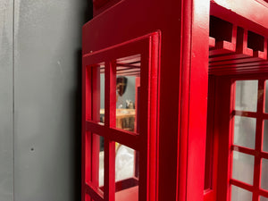 Tall Vibrant Red Iconic Telephone Booth Mini Bar & Cabinet