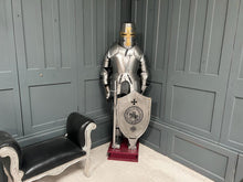 Load image into Gallery viewer, Huge Medieval Suit of Armour in Polished Steel with Shield