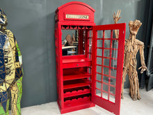 Load image into Gallery viewer, Tall Vibrant Red Iconic Telephone Booth Mini Bar &amp; Cabinet