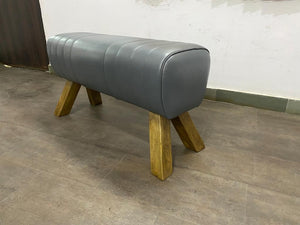 Large Grey Leather Pommel Horse/Bench/Foot Stool