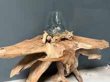 Load image into Gallery viewer, Large 25cm Molten Glass Bowl on Root Wood Stand