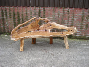 Unique Highly Polished Teak Root Wood Bench (PRE ORDER NOW - BACK IN STOCK 8 WEEKS)