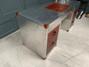 Handmade Aluminium Desk with Leather Top
