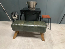 Load image into Gallery viewer, Large Green Leather Pommel Horse/Bench/Foot Stool