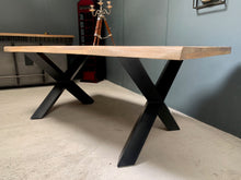 Load image into Gallery viewer, Huge 2m Long Dining Table with Cross Legged Metal Industrial Base