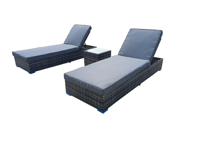 3 Piece Rattan Sun Lounger Set