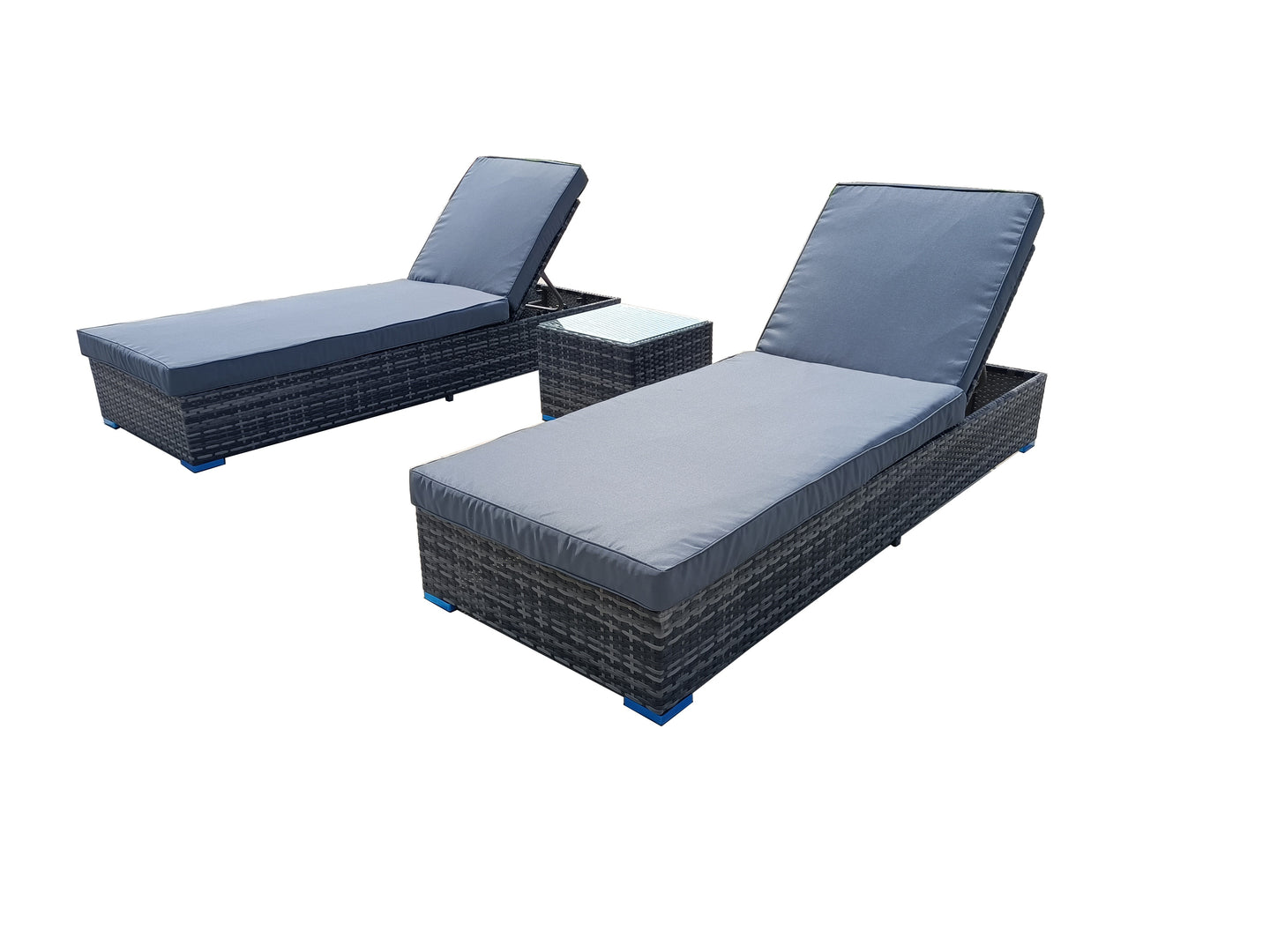 3 Piece Rattan Sun Lounger Set