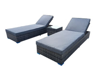 Load image into Gallery viewer, 3 Piece Rattan Sun Lounger Set
