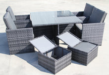Load image into Gallery viewer, 9 Piece Grey Rattan Outdoor Furniture Set