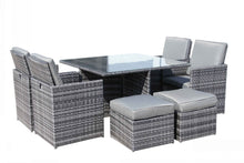 Load image into Gallery viewer, 9 Piece Grey Rattan Outdoor Furniture Set