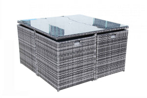 9 Piece Grey Rattan Outdoor Furniture Set