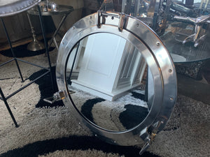 Massive 70cm Nickel Port Hole Mirror