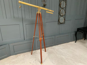 Decorative Brass Telescope on Extending Wooden Tripod