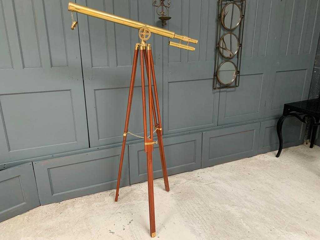 Decorative Brass Telescope on Extending Wooden Tripod