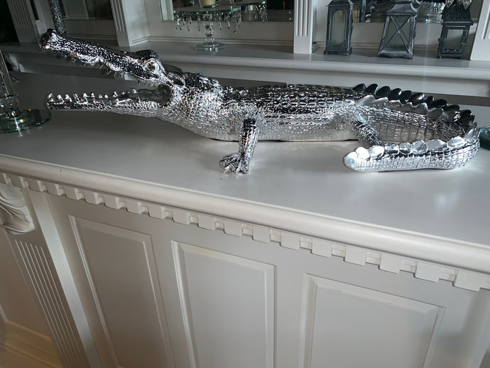 Silver Resin Crocodile