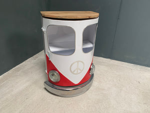 Upcycled Vintage VW Bus Cabinet with Wooden Top