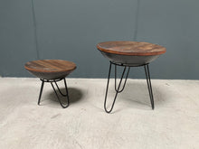 Load image into Gallery viewer, Pair of Indian Tagari Side Tables in a Rustic Finish