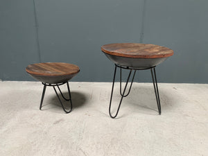 Pair of Indian Tagari Side Tables in a Rustic Finish