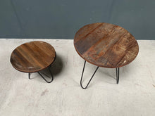 Load image into Gallery viewer, Pair of Indian Tagari Side Tables in a Rustic Finish