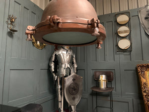 Huge Heavy Duty Industrial Style Hanging Light on Chain Antique Copper