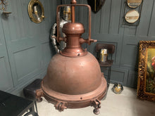 Load image into Gallery viewer, Huge Heavy Duty Industrial Style Hanging Light on Chain Antique Copper