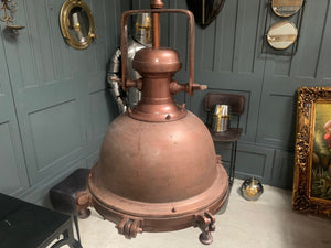 Huge Heavy Duty Industrial Style Hanging Light on Chain Antique Copper
