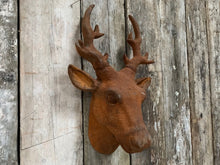 Load image into Gallery viewer, Cast Iron Rusty Stag&#39;s Head Statue